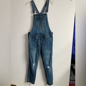 Indigo Blue Women’s Distressed Denim Maternity Overall Bibs, XS